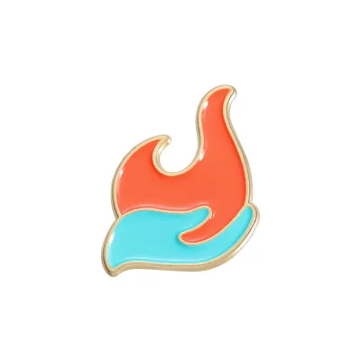 Wholesale Metal Color Block Hand Flame Brooch Pin Stylish Lapel Pin for Clothing Accessories Promotional Gifts