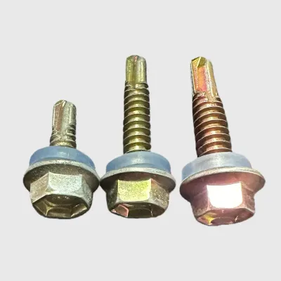 Yellow Zinc Plated Steel Screws Tek Tornillos Hex Washer Head Self Drilling for Roofing Inch & Metric Measurement System