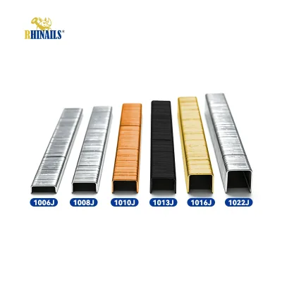 OEM Galvanized 10J Flat Crown Heavy Duty Strong Rust Proof Staple Nails 1013J 1008J for Furniture Upholstery Luggage Case