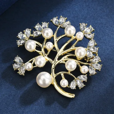 Fashion Creative Life Tree Brooch for Women Unisex Gold Color Beautiful Plant Party Office Pin Gifts