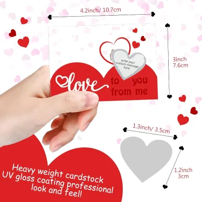 Custom Valentine's Day Scratch off Love Cards Romantic Greeting Card Scratch Ticket for Boyfriend Anniversary with Sticker