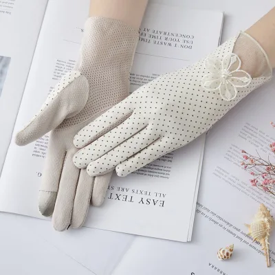 New Pure Uv Stretch Gloves Women's Thin Summer Non-slip Touch Screen Short Cotton Glove
