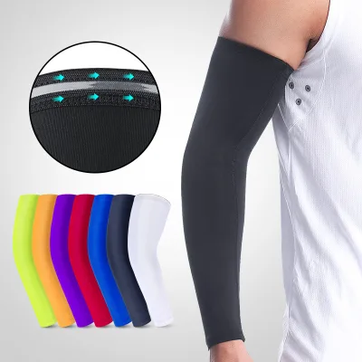 Solid Color Compression Arm Sleeves Breathable Cooling UV Protection Sports Cycling Arm Covers for Men Women
