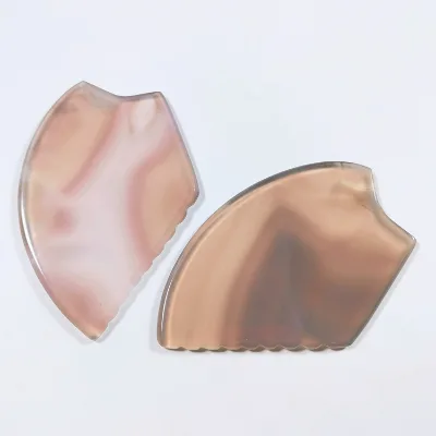 HY Popular Memento Grey Agate Face Guasha Tools Custom Spiky Shape For Body Massage
