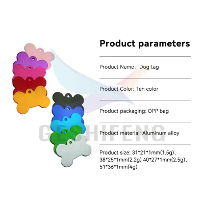 Manufacturer Wholesale Direct Pet ID Tags Selling Aluminum Alloy Bone Color Engraveade Collar Dog Tag