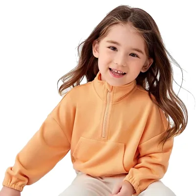 Organic Baby Half Zipper Sweatshirt Sustainable Half Zip Sweatshirts for Girls Eco Friendly Organic Cotton Baby Sweatshirt