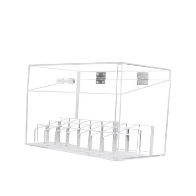 Clear Acrylic Lid Lipstick Nail Polish & Makeup Brushes Desktop Organizer Makeup Storage Case with Flip