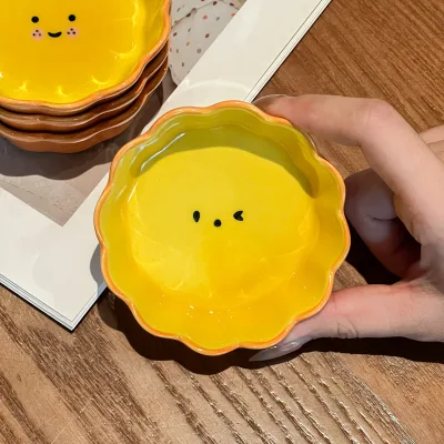 Creative Art Deco Sunflower Ceramic Plates High-end Tableware Set Handmade Multi-Functional