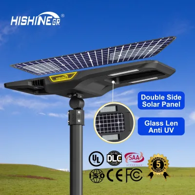 Hishine Led 120W Solar Street Light Lampe De Rue Solaire a Induction radar Batterie Lifepo4 Lampe Et Panneaux Panneau Solaires