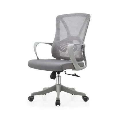 Ergonomic Gray Mesh Cheap Office Chair Large Size Medium Backrest Comfortable Staff Chair Modern Office School Hospital