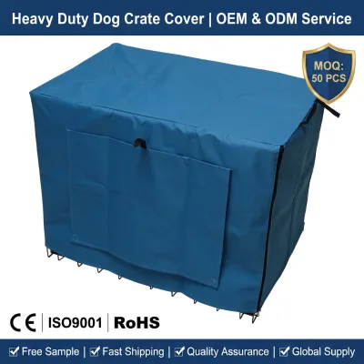 Waterproof Oxford Fabric Covered Foldable Metal Wire Dog Crate Breathable Mesh Window Pet Kennel With Roll up Cover