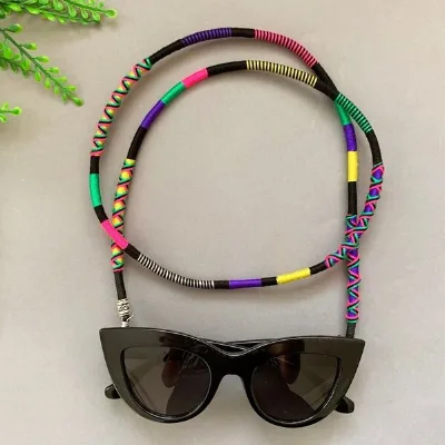 Custom Earth Tones Sunglass Strap Eyewear Chain Holder Wire Retainer Boho Wrapped Yarn Neon Color Sunglass Retainer Boho Strap
