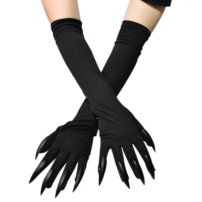Halloween Long Nail Witch Mittens Plush Nylon Costume Claw Ghost Gloves 8-12cm for 14+ Years Kids Toy Gift