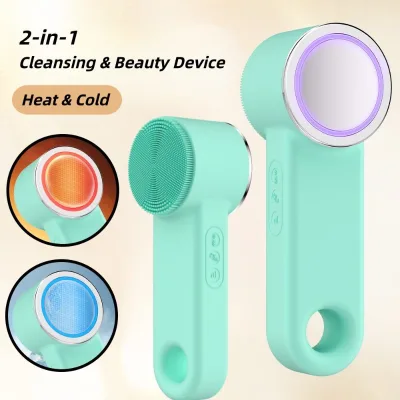 Customized Portable 2-in-1 Vibrating Heat Cold USB Rechargeable Household Cleansing Beauty Device Pore Deep Facial Cleansing