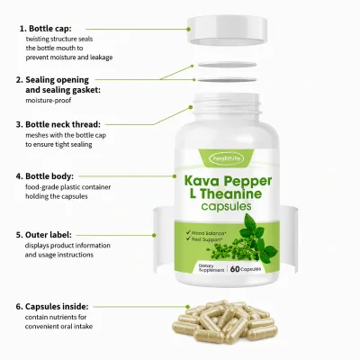 Wholesale Kava Kava Pepper Extract L Theanine Capsules 500mg L-theanine Capsules Supplements