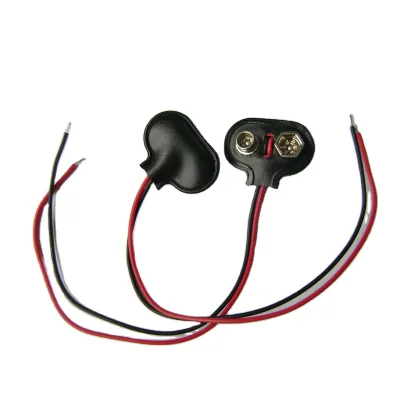 GT3-1841A 9V Battery Clips 9 Volt T-Type Snap-on Battery Buckle Plastic & Metal Battery Connector Lead 15cm