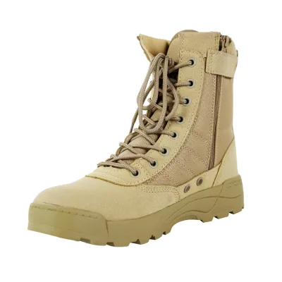 Wholesale Men's Breathable Cowhide Design Tactical Boots Non-Slip Black Rubber PU Jungle Mesh for Spring Summer Autumn Winter