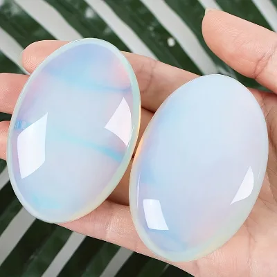 DIY Opalite Palm Stone Crystal Healing Stone Sunstone Oval Home Decor Agate Worry Stone Gemstone Craft Gift