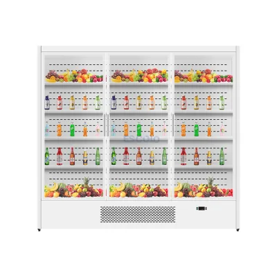 Fresh Food Display Chiller 3 Tempered Glass Doors 5-Layer Shelves Digital Temperature Control for Supermarkets Convenience