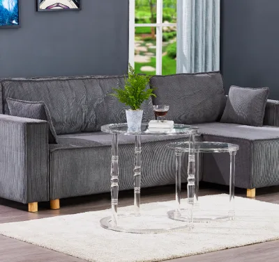 Factory Price Commercial Luxury Stainless Steel Hotel Lobby Acrylic Nesting Table Set Custom Size Project Coffee Tables