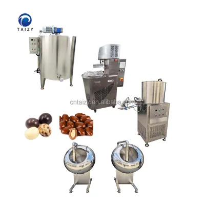 Chocolate Covered Almond Peanut Coated Machine Chocolate Tempering Spraying Coating Line