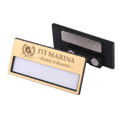 ODM & OEM Magnet Gold Plated ABS Hotel Name Badges Durable Window Insertchangable Name Plate Tags Staff