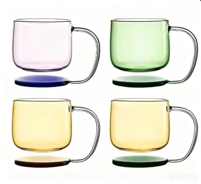 Custom Hand Made High Borosilicate Colored Creative Glass Coffee Mug Lightweight Glass Tea Cup for Daily Use