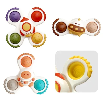 CPC 3 Pcs Baby Cartoon Fidget Spinner Suction Toys Suction Cup Baby Spinner for High Chair