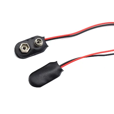 Factory Wholesale Customizable I Type 9v Battery Snap Clip Holder Connector with 150mm Wire Holder Cable