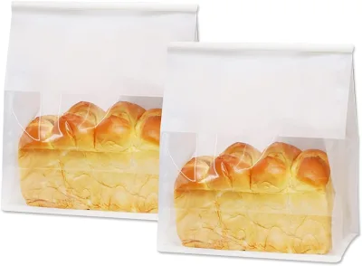 Custom Food Grade Packaging Disposable Recyclable Kraft Transparent Window Toast Bread Bakery Paper Bag