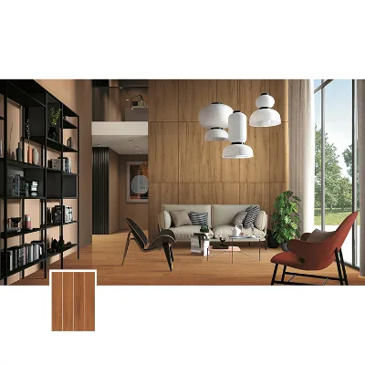 Wear Resistant Fire Brick Wooden Design Bedroom Living Room Wall Porcelain Wood Finish Tiles