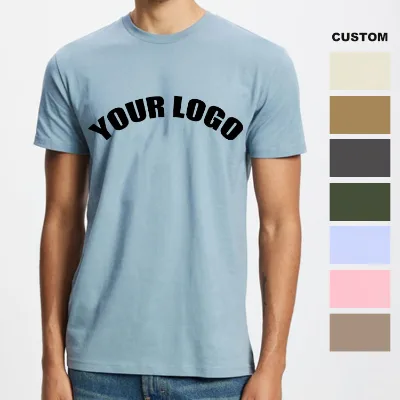 Custom Wholesale Men Cotton Regular Fit T-shirt Unisex Basic Casual Tops Breathable Short-Sleeve Crewneck Blank Tees