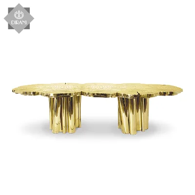 Dining Set High Quality Golden Restaurant Dining Table Metal Nordic Modern Customized Dining Table