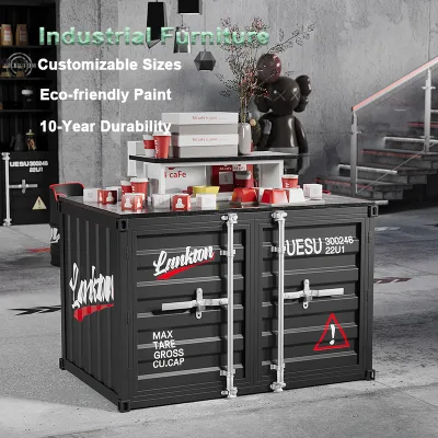 Hot Sale Industrial Style Rustic Iron Durable Multi-Functional Display Workstation Retail Product Presentation Cabinet Hotel
