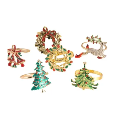 6PCS Christmas Napkin Rings Napkin Rings Holders for Christmas Dinning Table Setting Wedding Receptions Christmas Decorations
