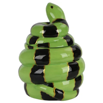 Snake Shaped Ceramic Cookie Jars / Candy Canister/ Nuts Container, Hand Painted and Glazed Handmade