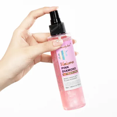 Hot Sale Beauty Host Pink Glitter Body Moisturizing Spray Wholesale Body Highlight Mist 140ml