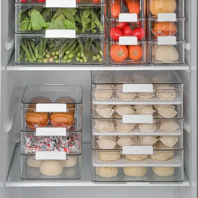 Stackable Dumplings Storage Box Space Kitchen Organizer Plastic Fridge Organizer Plastic Lids Food Container