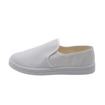 Exquisite Craft Good Breathability Durable White Color Anti-Static Canvas Shoes