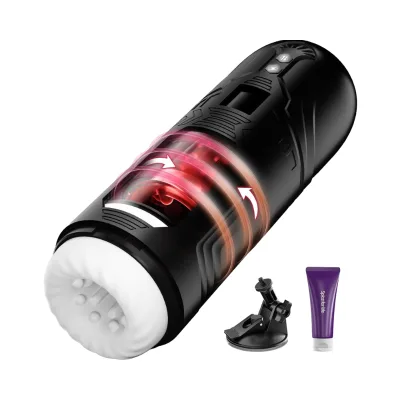 Electric Masturbator for Men with 7 Thrust & Rotate Modes 3-in-1 Pocket Masturbator 100% Waterproof IPX7 Black 28x9x9cm