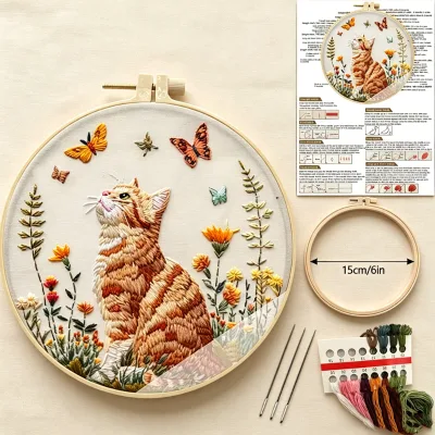 Handcrafted Embroidered Punch Needle Kit Animal Pattern Custom Creative Starter Cross Stitch DIY Set Embroidery Kit for Beginner