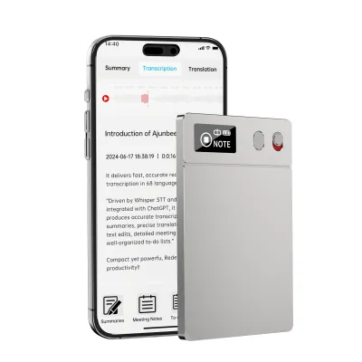 Smart Super Thin AI Note Digital Voice Recorder Magnetic Call Recorder with Transcribe Summarize Mind-Maps MP3/WAV Audio Format