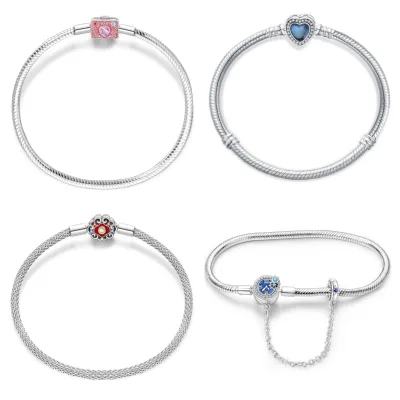 Hot Sale Silver Plated Pink Heart Earth Silver Plated Trendy Anniversary Gift with Zircon Charm Bracelet for Women's