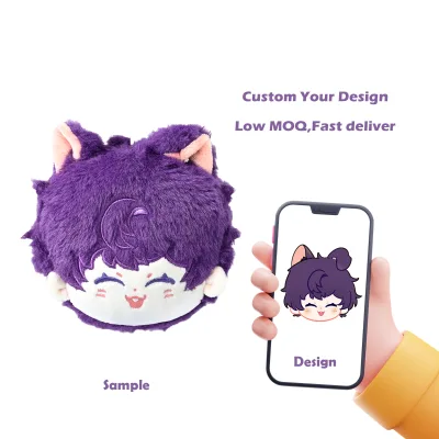 Design Soft Toys with Microbead Cotton Filling Cute Cartoon Custom Round Plush Keychain Merchandise Gift