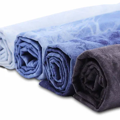 Spot Woven Denim Fabric Wholesale 285Gsm Tie Dye Twill Polyester Cotton Fabric for Dress Coat Bags