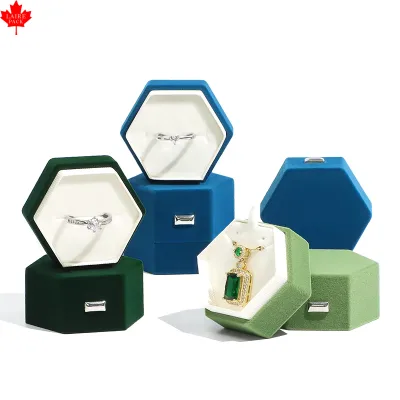 Laire Cross-border Flocked Custom Logo Jewelry Packaging Gift Box for Rings Earrings Pendants-BZR Model Gold Buckle Heaven Earth
