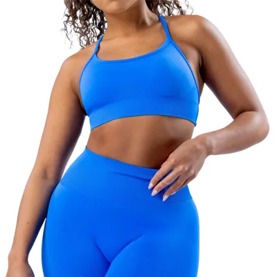 Cross-border Matte Nylon Seamless Yoga Bra Cross-back Fitness Sports Backless Underwear