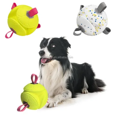 Large Size Resilient E-TPU Dog Play Ball Lightweight Soccer Toy with Durable Loops for Pet Exercise & Fetch