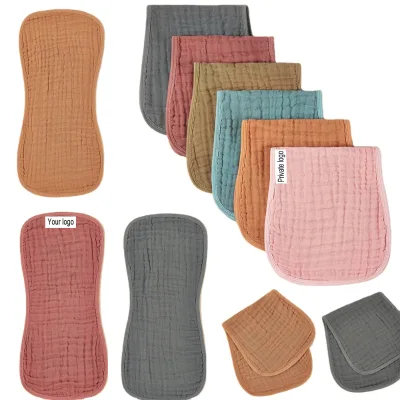 Hot Selling Soft and Absorbent Newborn Burping Cloth Bibs Washcloths Hand Towel 100% Cotton Muslin Burp Cloths for Baby