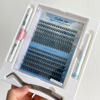 Custom Diy Eyelash Extension Kit Cat Eyes Cluster Lashes Mink Segment Lashes Faux Mink Ultra Thin Clear Band Diy Lashes